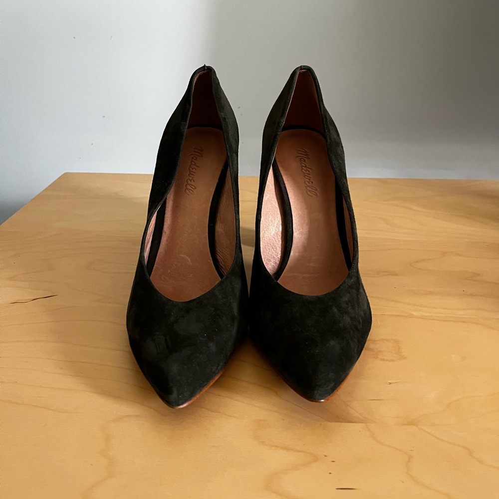 Madewell Green The Hanne Hill Forest Suede Leather Pumps